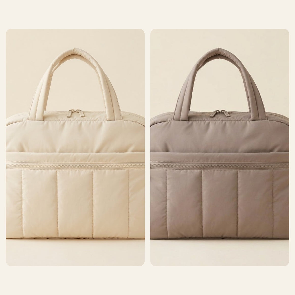The Duo: two bags, cream and taupe